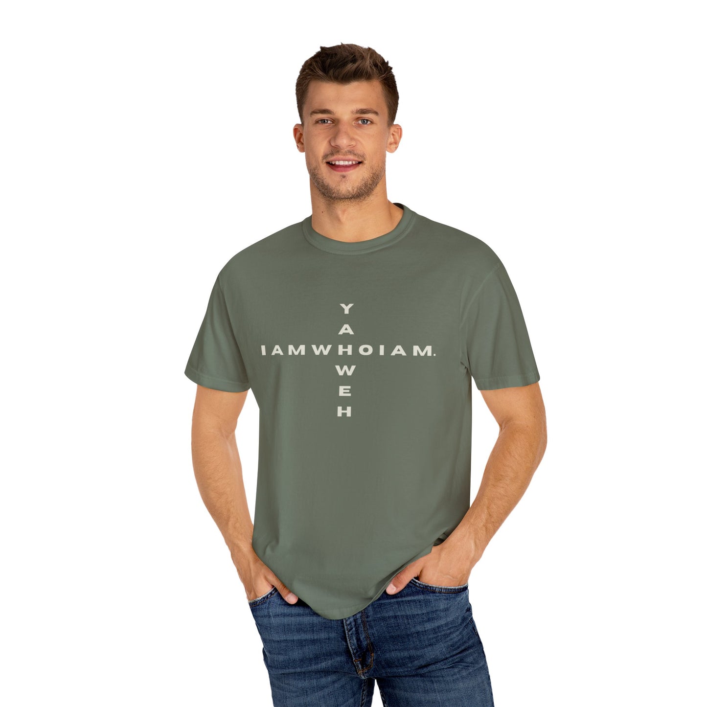 l AM who l AM / YAHWEH Cross Tee Faith-Inspired Unisex T-Shirt, Casual Christian Apparel, Gift for Believers, Everyday Wear