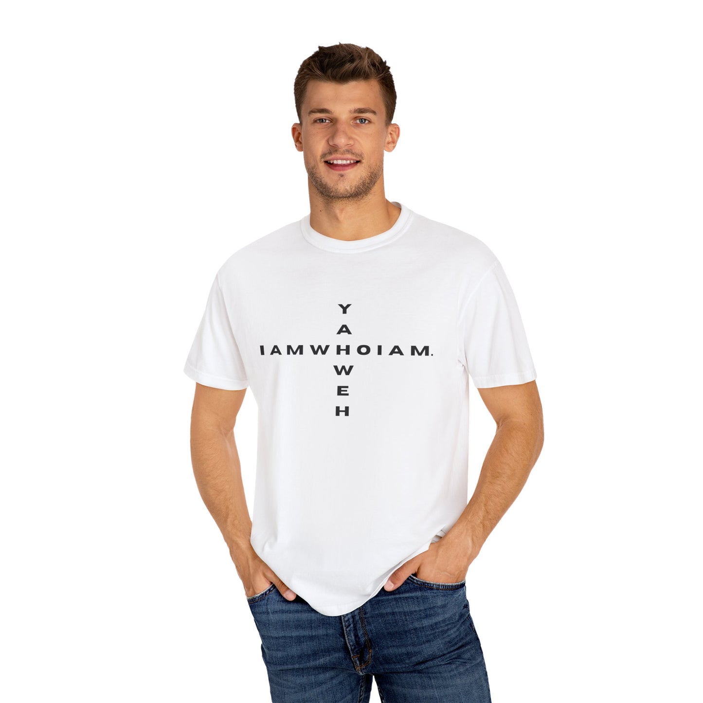 l AM who l AM / YAHWEH Cross Tee Faith-Inspired Unisex T-Shirt, Casual Christian Apparel, Gift for Believers, Everyday Wear