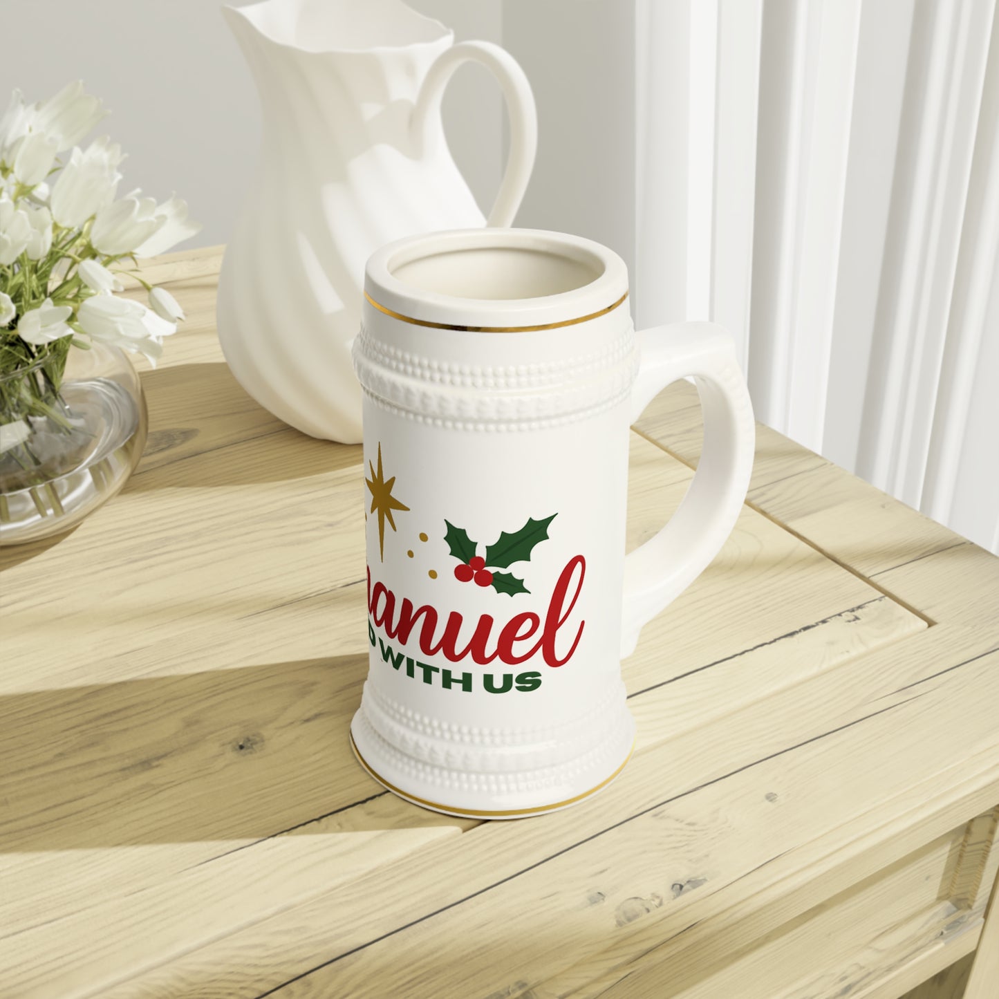 Festive Stein Mug - Joyful Beverage Holder for Christmas, Gifts for Him, Christmas Events, Cozy Decor