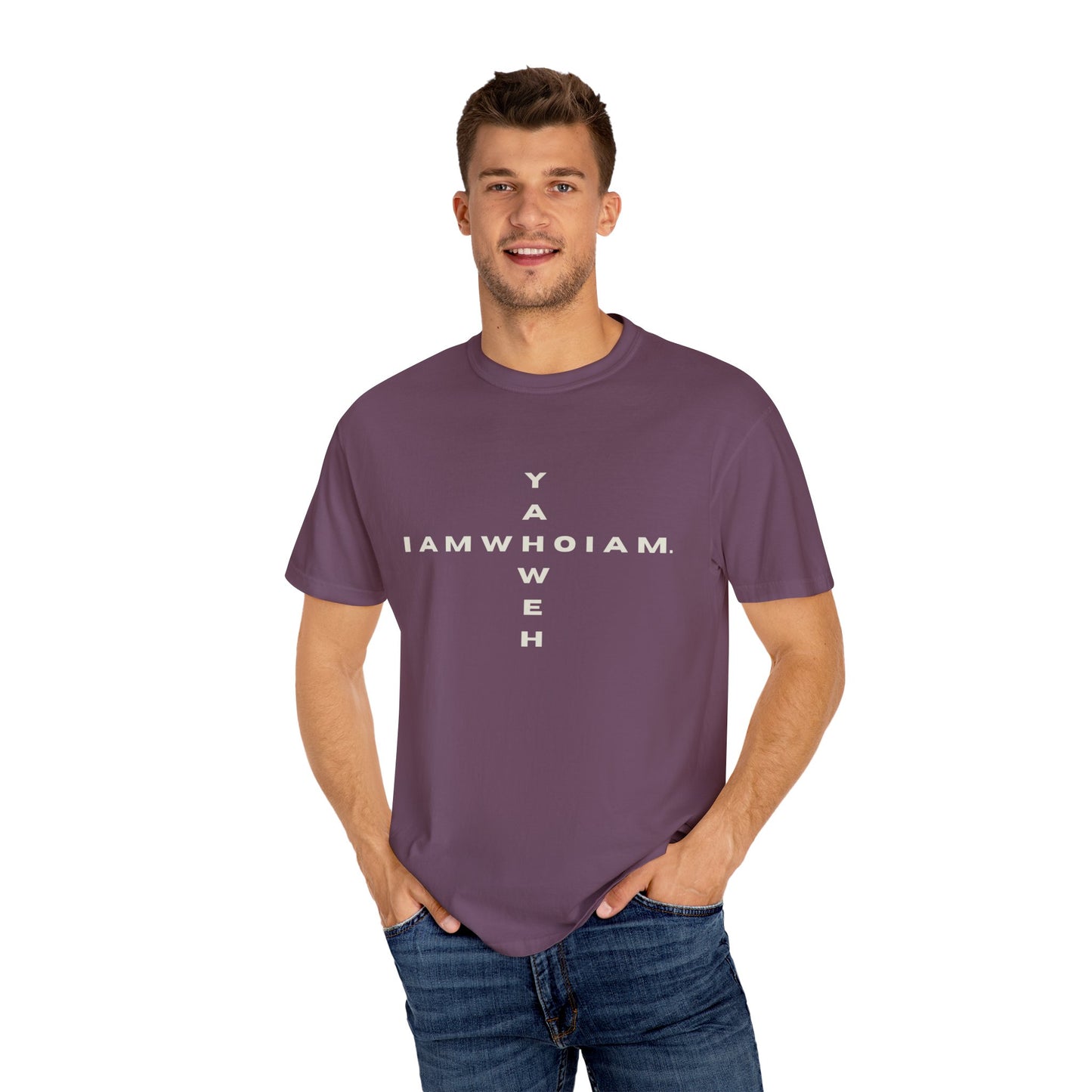 l AM who l AM / YAHWEH Cross Tee Faith-Inspired Unisex T-Shirt, Casual Christian Apparel, Gift for Believers, Everyday Wear